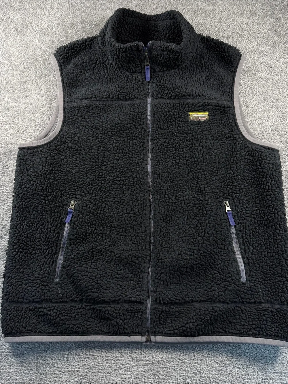 LL Bean Mountain Pile Fleece Sherpa Vest Outdoor Camp Men’s XL Black 502429